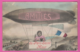 D94 - AMITIÉS DU PARC SAINT MAUR - Femme Avec Fleurs Dans Un Ballon Dirigeable - Drapeau Français - Carte Colorisée - Saint Maur Des Fosses