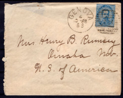 1886 4 OTT  C.25 SASS.40 "EFFIGIE DI UMBERTO I"USATO SU BUSTA  DA  GENOVA X OMAKA  MOLTO BELLA CV 40+++ - Poststempel