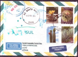 Brasil - Brazil 2024 MERCOSUR 2022 Cactus, Circulated From Santa María To La Paz. - Covers & Documents