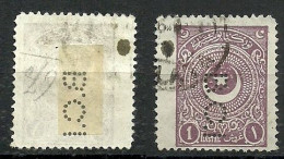 Turkey; 1924 3rd Star&Crescent Issue 1 K. "Perfin" - Used Stamps
