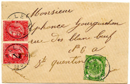 BELGIQUE - COB 56+58X2 SIMPLE CERCLE DISTRIBUTION ALLE SUR LETTRE - 1893-1900 Schmaler Bart