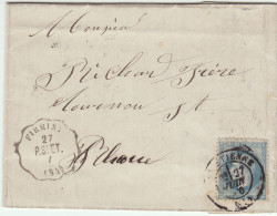 Convoyeur Stations FIRMINY (Loire)  Lettre Avec Correspondance 27 Juin 1870 - 1863-1870 Napoleon III With Laurels