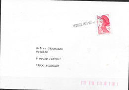 Lettre Griffée Sur Timbre 2,20 Liberté "BORDEAUX-Bd J.J.BOSKC" - Storia Postale