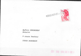 Lettre Griffée Sur Timbre 2,20 Liberté "BORDEAUX-Bd J.J.BOSKC" - Brieven En Documenten