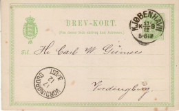 DENMARK 1889 POSTCARD MiNr P 28 II B SENT FROM KOBENHAVN TO VORDINGBORG - Postwaardestukken