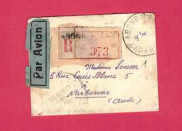 Petite Lettre Recommandée Par Avion De 1940 Pour La France - YT N° 178 Et 185 En Paire - Lettres & Documents