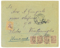 P2922 - RUSSIA, 1922, LETTER, FRANKED WITH ONLY 20 KOPEK TO ITALY, TAXED ON ARRIVAL 50 CENT. - Briefe U. Dokumente