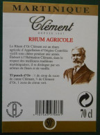 Contre Etiquette  HOMERE CLEMENT Rhum Blanc  CLEMENT  Martinique - Rum