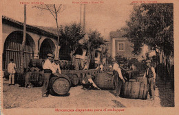 Animated Workers W/ Tun Barrel Ca1900 Advertising Postcard Sherry Wine Cognac  Jerez De La Frontera Spain Pedro Domecq - Publicité