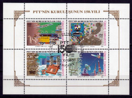 Turkije Blok Mi 29 150 Jaar Turkse Post Gestempeld - Used Stamps