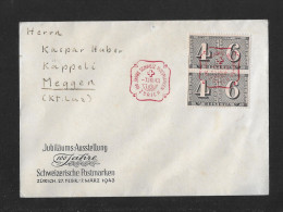1943  100 JAHRE SCHWEIZ. POSTMARKEN ZÜRICH ► Brief Mit Zudruck Jubiläums-Ausstellung Zürich 27.Febr.-7.März 1943 - Covers & Documents