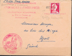 Lettre Militaire Région Bordeaux EMA + Timbre Griffée "Uzeste" à L'arrivée - Storia Postale