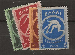 1939 MNH Greece Mi 421-24 Postfris** - Ungebraucht