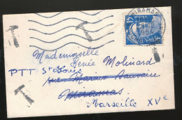 France  - Petite Enveloppe Surchargée T - Surtaxée - Miramas 1954 - 1921-1960: Modern Tijdperk