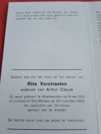 Doodsprentje Rita Verstraeten / Waasmunster 19/5/1912 Sint Niklaas 30/11/1990 ( Arthur Claeyé ) - Religión & Esoterismo