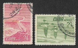 SE)1956 CUBA FAUNA, BIRDS, HAVANA PELICANS, 2 USED BELLS - Autres & Non Classés