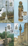 Espagne 1999 Y&T 3187 à 3190 Sur Cartes Maxima. Année Sainte, St Jacques De Compostelle. Croix, église St Jacques - Iglesias Y Catedrales