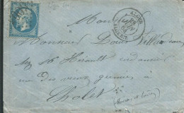 FRANCE LETTRE 20 C GC 5005 ALGER / ALGERIE POUR CHOLET ( MAINE ET LOIRE ) DE 1864  LETTRE COVER - 1849-1876: Période Classique