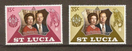 St. LUCIA - 1972 -  QUEEN ELIZABETH II 25th Wedding Anniversary - Set 2 Stamps MNH - Ste Lucie (...-1978)