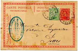 BELGIQUE - COB 13 SIMPLE CERCLE BILINGUE RELAIS A ETOILES HELCHIN SUR ENTIER CARTE POSTALE 10C ALBERT 1ER, 1921 - Cachets à étoiles