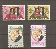 St. LUCIA - 1972/1973 -  QUEEN ELIZABETH II And ANNA Wedding Anniversary - 2 Sets X 2 Stamps MNH     MyRef:BC - St.Lucia (...-1978)