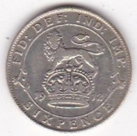 Grande Bretagne. 6 Pence 1912. George V, En Argent, KM# 815, Superbe - H. 6 Pence