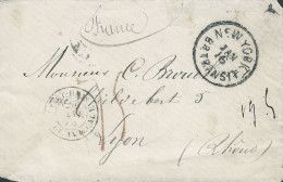 MTM115 - 1875 TRANSATLANTIC LETTER USA TO FRANCE Steamer HECLA - UNPAID - Storia Postale