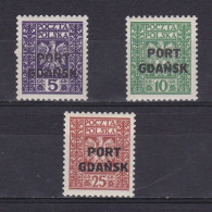 DANZIG 1928, Mi# 20-22, Overprint, MH - Port Gdansk