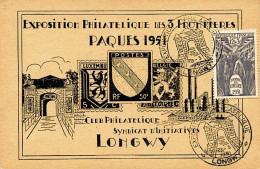 Journée Du Timbre - Exposition Philatélique De Longwy - 25/03/1951 - Temporary Postmarks