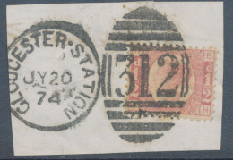 GB QV ½d Plate 5 (EH) Superb Used On Piece W Scarce Duplex „GLOUCESTER-STATION / 312“, Gloucestershire POSTMARK-ERROR - Gebruikt