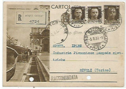 CP C.30 Turistica Venezia Angolo S.Marco #90/24 Raccomandata Acqui Terme 5ago1937 X Torino - Stamped Stationery