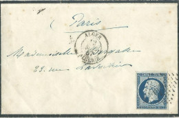 FRANCE LETTRE 20c ALGER / ALGERIE POUR PARIS DE 1857  LETTRE COVER - 1849-1876: Période Classique