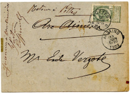 BELGIQUE - COB 53 SIMPLE CERCLE RELAIS A ETOILES POTTES SUR CARTE COMMERCIALE, 1902 - Postmarks With Stars