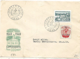 Finland   1949 300th Anniversary Of The City Of Lappeenranta, Port Of The City, Steamer "Salmetar" Mi 373 FDC 6.8.49 - Briefe U. Dokumente