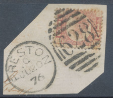 GB QV ½d Plate 5 (IF) Superb Used On Piece With Duplex „PRESTON / 628“, Lancashire (4VODB, Time Code Q), 20.6.1876 - Used Stamps