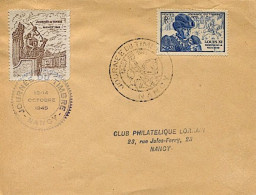Journée Du Timbre  - Nancy Le 13 Et 14 Octobre 1945 - Vignette De L'Exposition - Matasellos Provisorios