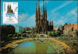 Espagne 1992 Y&T 2816 Sur Carte Maximum. Olymphilex. Église De La Famille Sacrée. Entrée : 26 €. Escrocs ! - Churches & Cathedrals