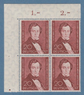 Berlin 1951 Lortzing Mi.-Nr. 74 Eckrand-Viererblock OL Postfrisch **  - Unused Stamps