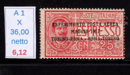 Esperimento Posta Aerea Roma Torino E Torino Roma - Mint/hinged