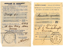 BELGIQUE - SIMPLE CERCLE BILINGUE RELAIS A ETOILES HELCHIN SUR DEUX BULLETINS DE VERSEMENT - Postmarks With Stars