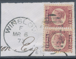 GB QV ½d Plate 6 (2, QA, QE) Superb Used On Piece With Duplex „WINSLOW / 894“, Buckinghamshire (4VOD, Time Code „F“), 6. - Gebruikt