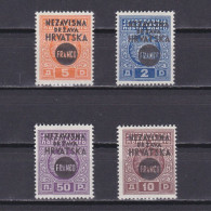 CROATIA 1941, Sc# 26-29, Overprint, MH - Croatia