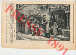 3 Vues 1891 Gravure La Tirelire De Noel Fête De La Nativité Etrennes Enfants évocation Henri Lemeigner - Ohne Zuordnung