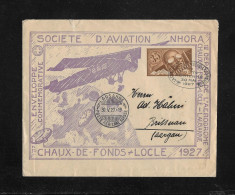 1927 SOCIETE D'AVIATION NHORA ► Privater Brief-Umschlag Als Ganzsache (violett)    ►HSP-PBU 050, 35 Cts Braun, - Enteros Postales