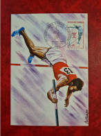 Carte Fdc Maxi 1970 PARIS 1ER CHAMPIONNATS EUROPE ATHLETISME SAUT A LA PERCHE - 1970-1979