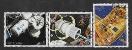 SE)1988 PARAGUAY SHORT SERIES, SPACE, ASTROPHILATELY, EUROSPACE PROJECT, 3 USED STAMPS - Paraguay