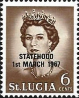 St. LUCIA - 1967 - QUEEN ELIZABETH II 6 Cents - STATEHOOD Black Overtprinted - Stamp MNH     MyRef:FM - St.Lucia (...-1978)