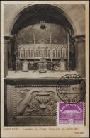 Espagne 1943 Y&T 719 Sur Carte Maximum. Année Sainte, Saint Jacques De Compostelle. La Crypte, Urne De L'Apôtre - Churches & Cathedrals