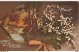 CPA     F56    FANTAISIE   MUGUET PORTE BONHEUR CITATION    PAYSAGE     LUX - Bloemen