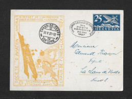 1927 SOCIETE D'AVIATION NHORA ► Private Postkarte Als Ganzsache (gelb)    ►HSP-PPK  050, 25 Cts Blau/graublau, FP◄ - Stamped Stationery